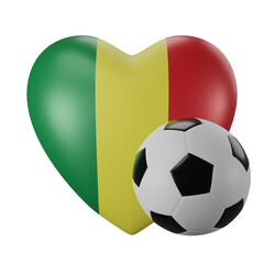 Obraz premium Heart shaped model with Senegal flag colored and soccer ball. 3D rendering. World cup 2022