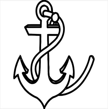 Vector, Image of Anchor icon, black and white color, with transparent background