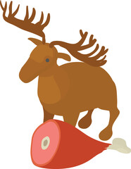 Elk meat icon isometric vector. Meat knuckle on background of elk animal con. Food theme