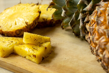 Hand picked, fresh pineapple with Sri Lankan black pepper and salt. Delicious and healthy snack.
