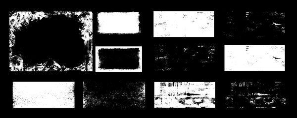 Conjunto de texturas desgastadas vectorizadas con textura granulada de papel con grafito. Superposición de polvo, suciedad, partículas de ruido, grano - obrazy, fototapety, plakaty