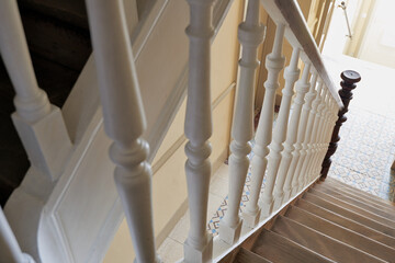Balusters and white wooden carved Stair spindles