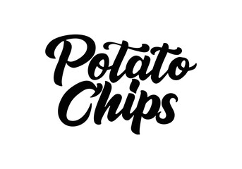 Crispy text, lettering quote hand drawn creative concept for your business. Chips modern style, product. Vector illustration