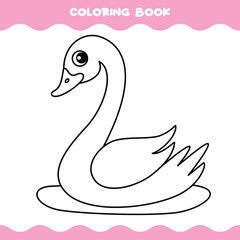 Coloring Page With Cartoon Swan