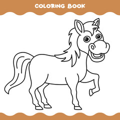 Obraz na płótnie Canvas Coloring Page With Cartoon Horse