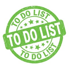 TO DO LIST text written on green round stamp sign.