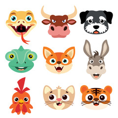 Fototapeta premium Set Of Cartoon Animal Heads