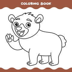 Fototapeta na wymiar Coloring Page With Cartoon Bear