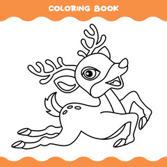 Coloring Page With Cartoon Deer