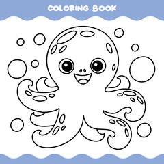 Coloring Page With Cartoon Octopus