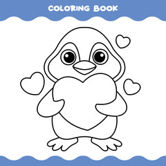 Coloring Page With Cartoon Penguin