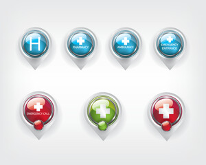 Medical emerency symbol icons