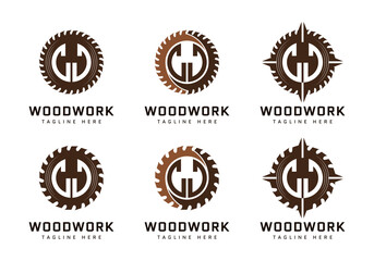 Monogram J Letter in sawmill. Perfect for woodworker, industrial and construction logos