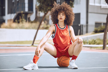 Basketball player with funky, confident and cool attitude ready for competition, game or fit...