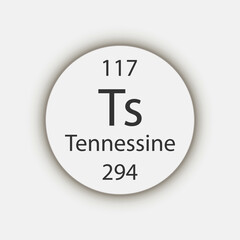 Tennessine symbol. Chemical element of the periodic table. Vector illustration.