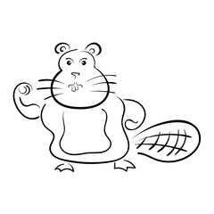 Beaver animal - isolated outlined vector illustration. Vector illustration