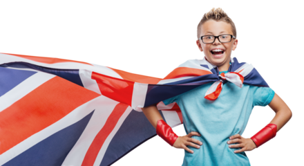 Smiling superhero posing