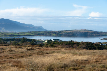 Fototapeta na wymiar Northern Ireland. View of the bay, mountains.