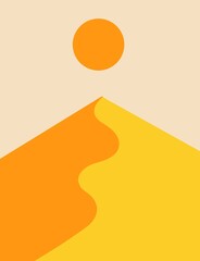 Orange yellow background sunrise with sand dunes hill