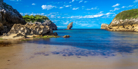 Beach of Buelna, Coastline and Cliffs, Cantabrian Sea, Buelna, Llanes, Asturias, Spain, Europe