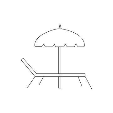  beach chair with umbrella isolated on white - vector
