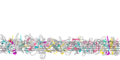 カラフルメロディー音楽、音符の背景イラストベクター素材