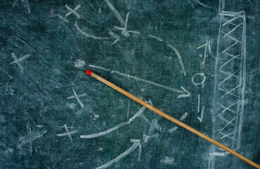 Soccer tactics for penalty, pointer and diagram scribble. Great soccer event this year,close up...