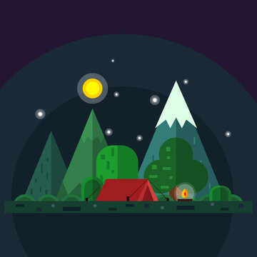 Flat Design Night Land