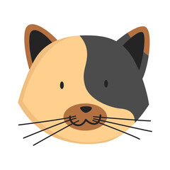 Cat head emoticon. Funny decorative drawn cat face character or avatar. illustration of domestic pet