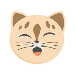 Cat head emoticon. Funny decorative drawn cat face character or avatar. illustration of domestic pet