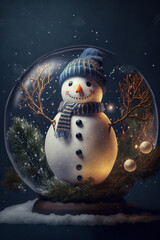 Obraz premium snowman and christmas tree