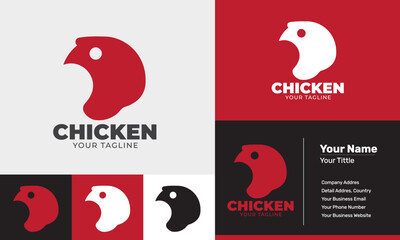 Flat design modern chicken food logo template