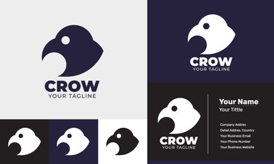 Flat design crow modern logo template