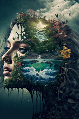 Fusion Girl portrait and Nature