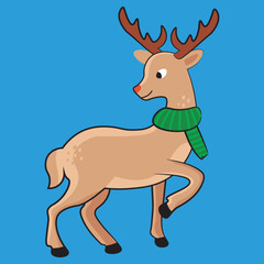christmas character of deer in green scarf