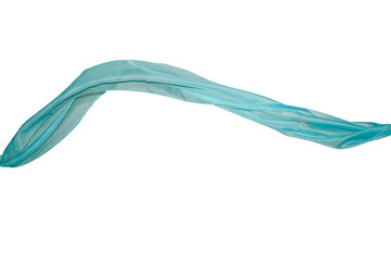 wavy blue silk scarf isolated on white background