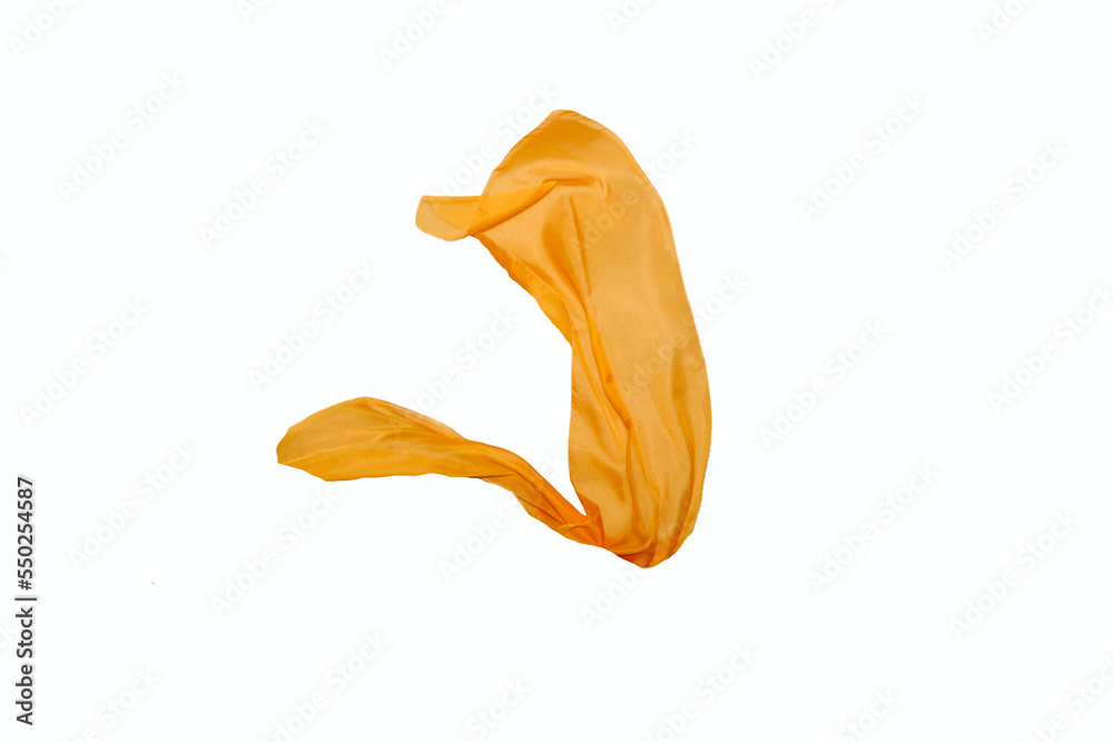 Poster wavy orange silk scarf isolated on white background