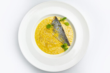 delicious fried fish in a restaurant
