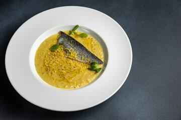 delicious fried fish in a restaurant
