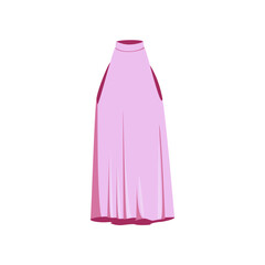 Pink female mini dress cartoon illustration. Beautiful sleeveless dress for woman. Trendy and stylish women gown isolated on white background. Clothes, fashion concept.