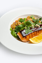 delicious fried fish in a restaurant
