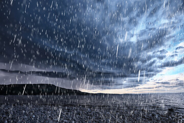 rain nature background mountains, abstract foggy landscape fog dark