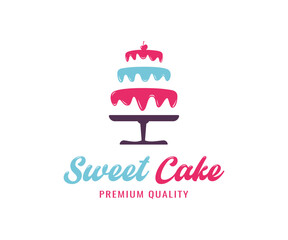 Cake Logo Design. Birthday Party Cake Logo Template