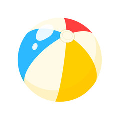 Beach ball isolated on white. Kids toys cartoon illustration. Outdoor activity, recreation, entertainment, development concept