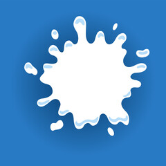 Milk label with drops and splashes. Milk badge of creative package. Liquid amoeba shape. design milk symbol. Background with place for text
