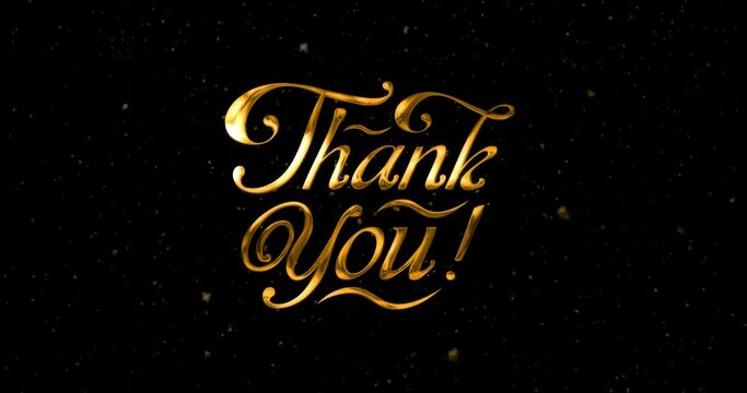 Thank You. Animation Handwriting with snowing particles in golden color is Suitable for Celebrations, Wishes, Events, Messages, holidays, and festivals. Alpha Channel
