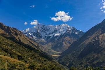 Aerial view of beautiful mountains in Cusco, Peru