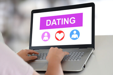Fototapeta na wymiar Online dating concept on a laptop