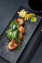 delicious rolls in a Japanese restaurant
