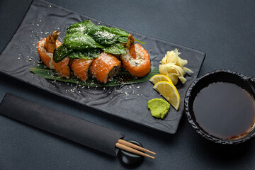 delicious rolls in a Japanese restaurant
